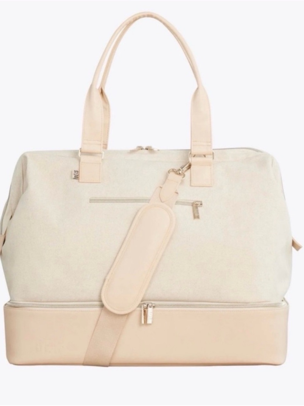 BEIS WEEKENDER Cream and Tan Two-Tone Travel Tote